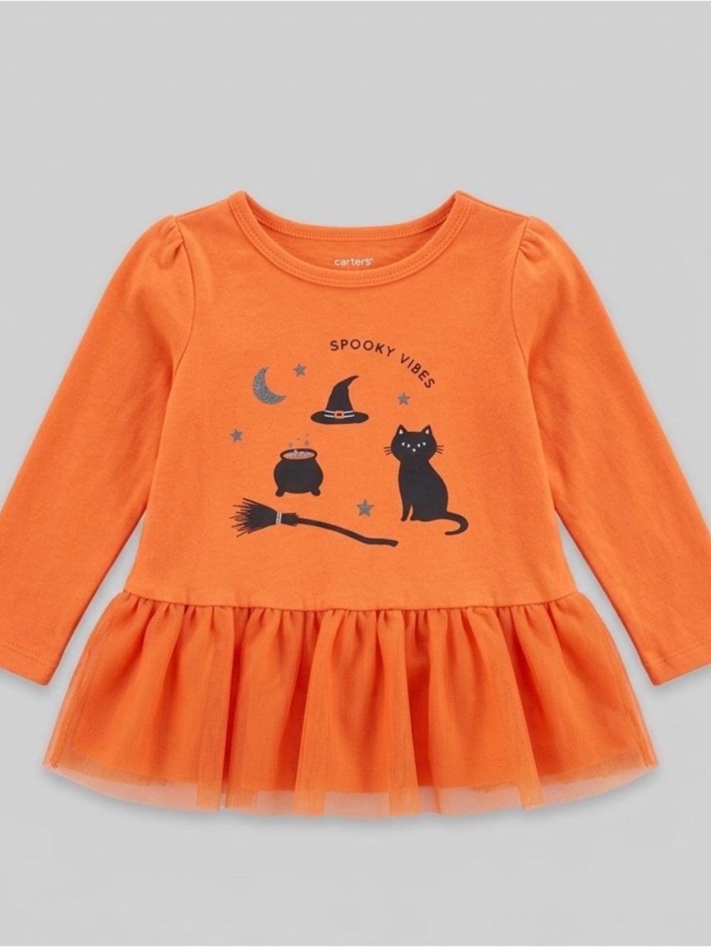 Carter's Orange Halloween Tutu Dress with Black Graphics